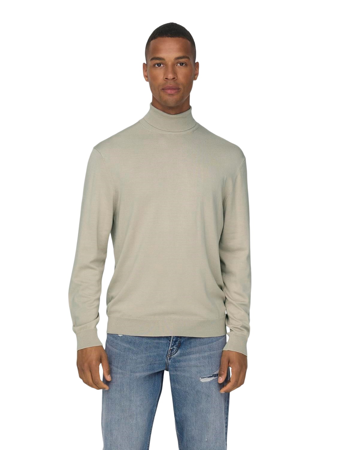 Bild von ONLY & SONS Herren Pullover ONSWYLER Life ROLL Neck -Regular Fit XS S M L XL XXL, Größe:M, Farbe:Silver Lining 22020879