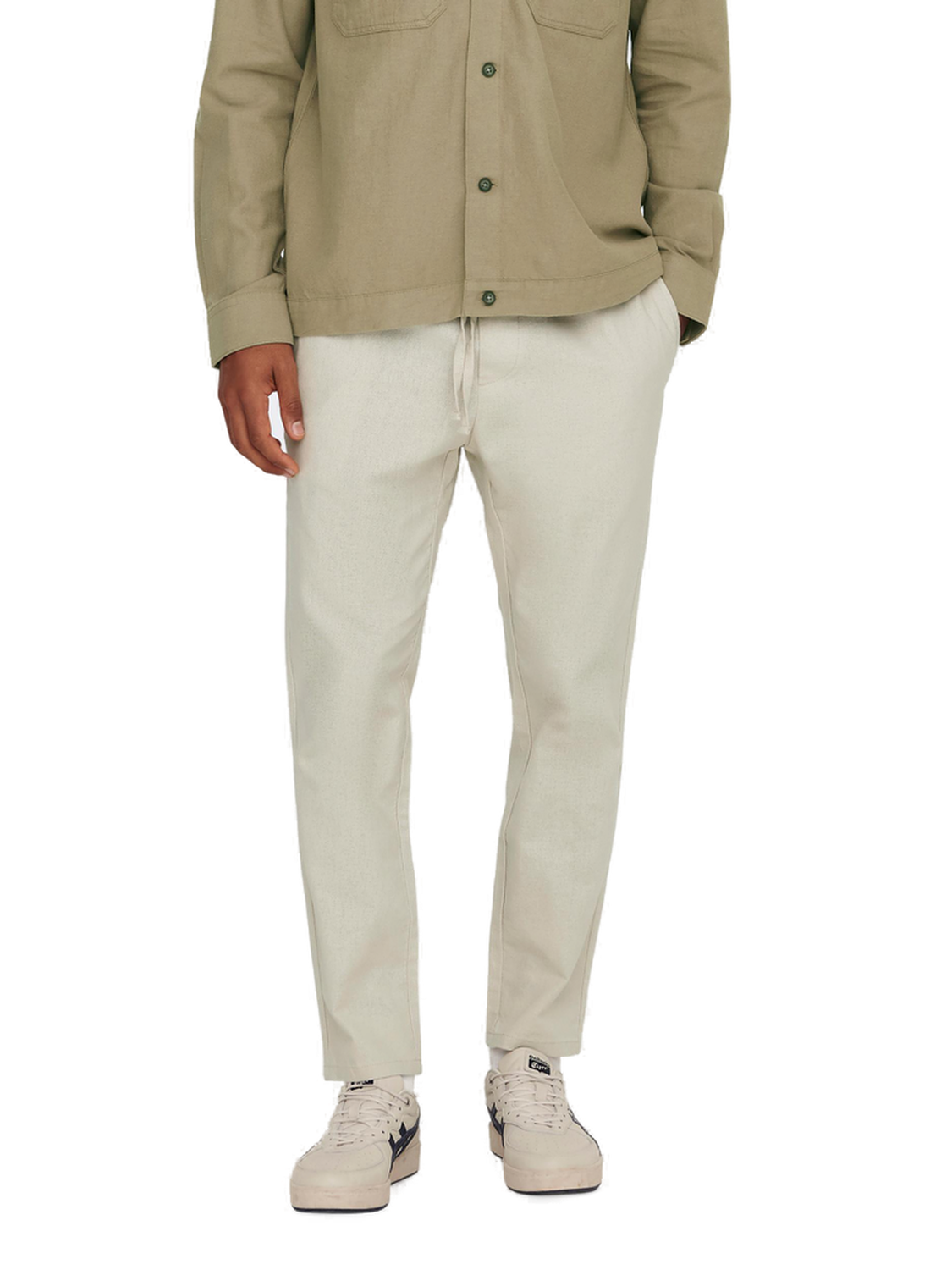 Bild von ONLY & SONS Herren Sweatpant ONSLINUS Crop LIN - Tapered Fit - XS S M L XL XXL, Größe:S, Farbe:Silver Lining 22024966