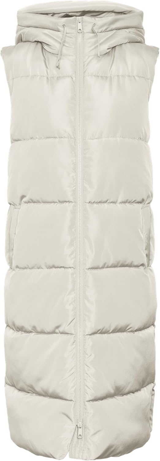 Bild von VERO MODA Damen 3/4-lange Steppweste VMLigaane mit Kapuze 10298757 Pumice Stone M
