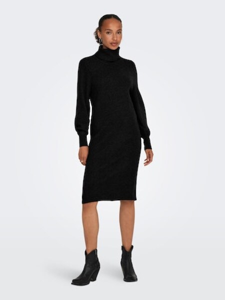 Bild von ONLY® Strickkleid, Rollkragen, Knielang, für Damen, schwarz, S