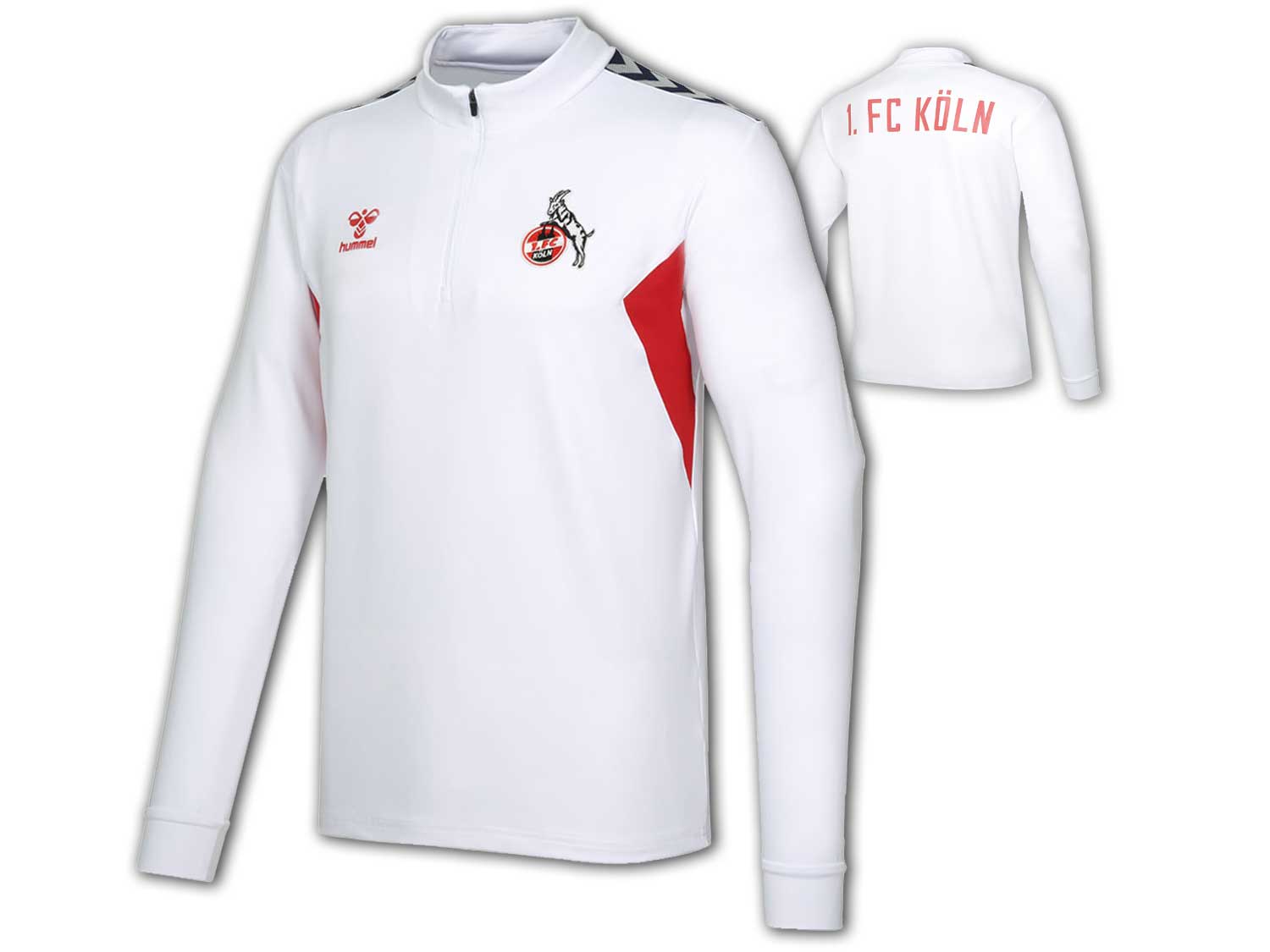 Bild von hummel 1. FC Köln 1/2-Zip langarm Aufwärmshirt 2023/24 9402 - white/true red 3XL
