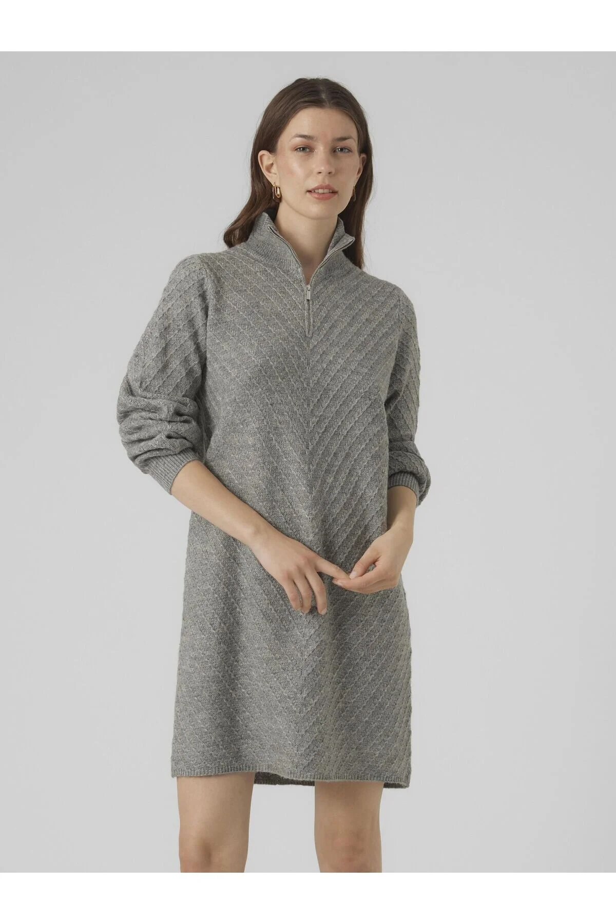 Bild von Vero Moda Strickkleid Vmanjastinna Highneck Zip Dress Ga Exc für Damen - M