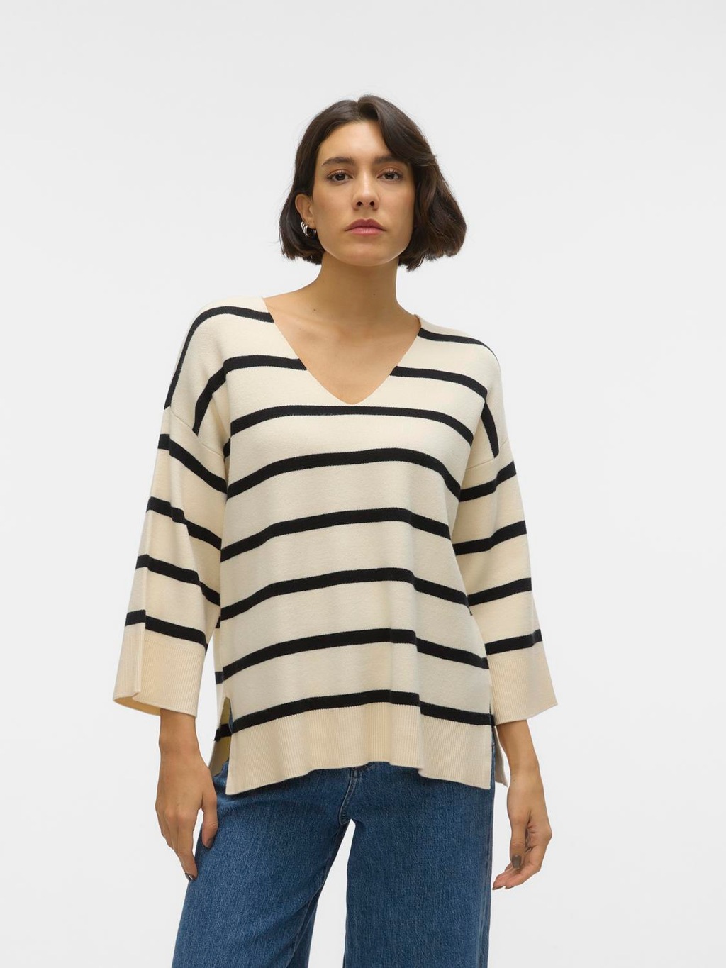 Bild von Vero Moda V-Ausschnitt-Pullover "VMSABA 3/4 V-NCK STRIPE PULLOVER GA NOOS"