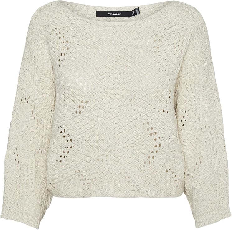 Bild von VERO MODA Damen VMGIGI 3/4 Boatneck NOOS Pullover, Birch, Medium
