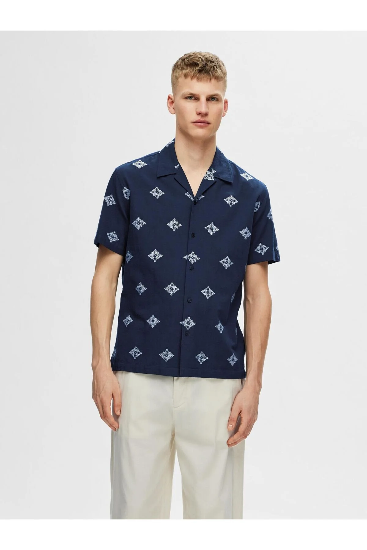 Bild von Selected Homme Kurzarmhemd Print Baumwoll für Herren - L