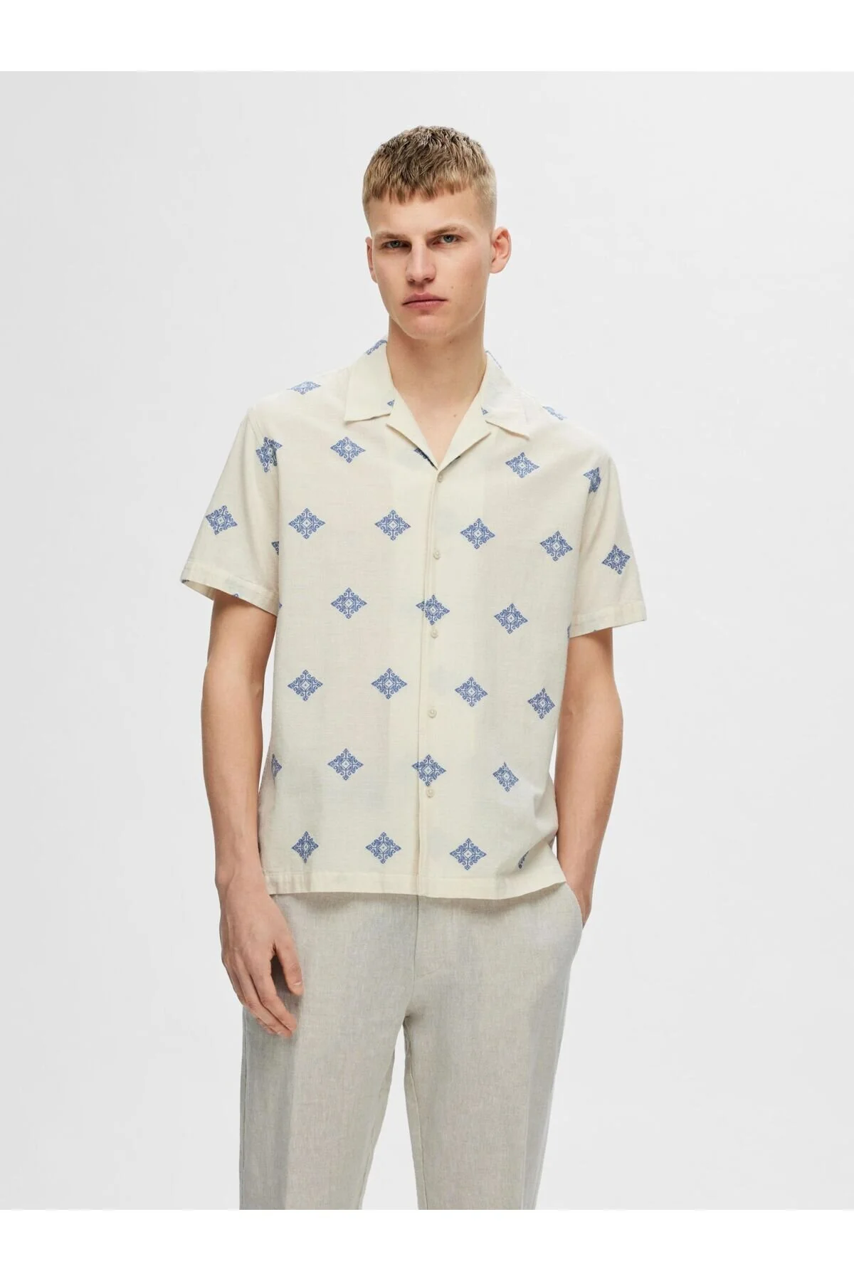 Bild von Selected Homme Kurzarmhemd Print Baumwoll für Herren - M