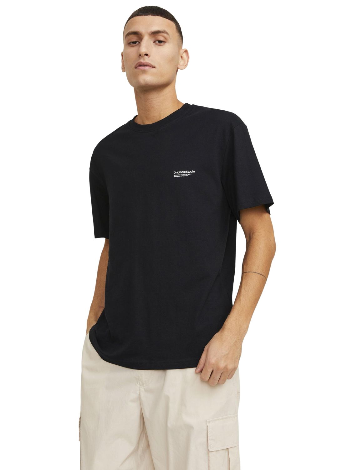 Bild von JACK & JONES Herren Rundhals T-Shirt JORVESTERBRO Back - Relaxed Fit S-XXL, Größe:M, Farbe:Black SS24 12240122