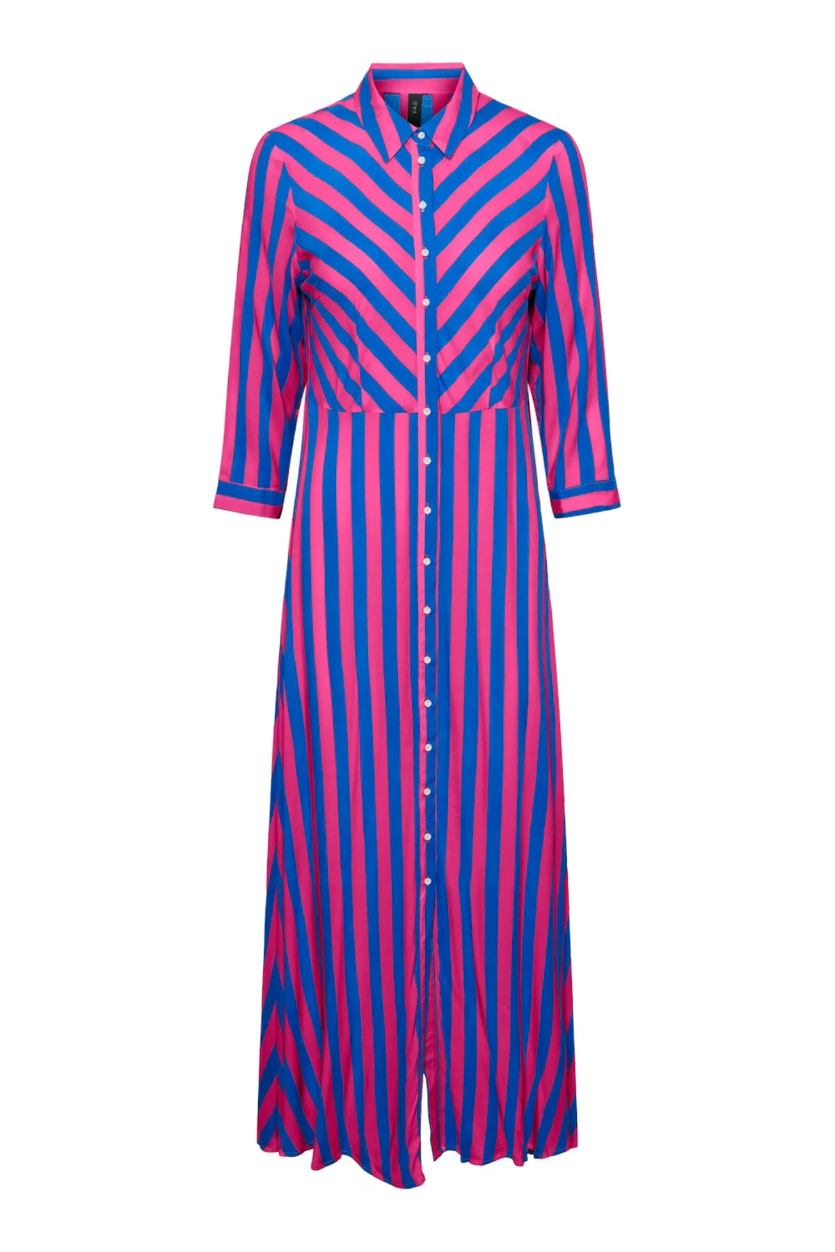 Bild von Y.A.S Damen YASSAVANNA Long Shirt Dress S. NOOS Kleid, Fuchsia Fedora/Stripes:Blue lolite, XS