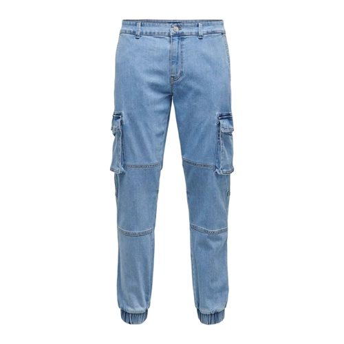 Bild von ONLY & SONS Cargojeans ONSCAM STAGE CARGO LBD 0414 PIM DNM CS – Funktionale Freizeitjeans für Männer