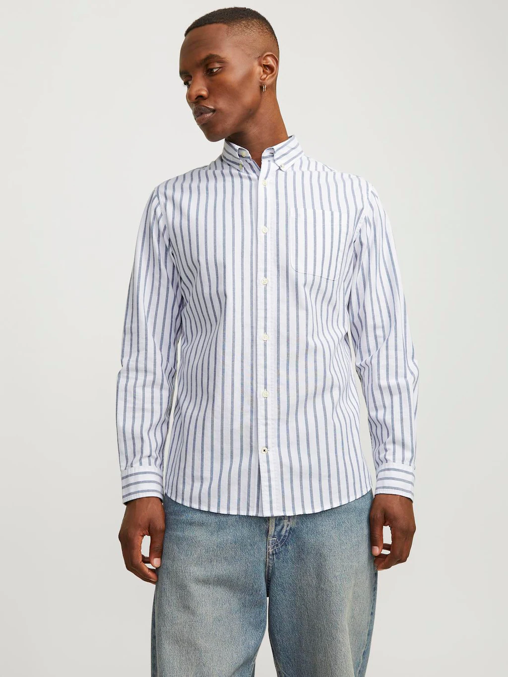 Bild von JACK & JONES Herren Jjeoxford Shirt Noos Langarmhemd, Ensign Blue/Stripes:Stripes, XS EU