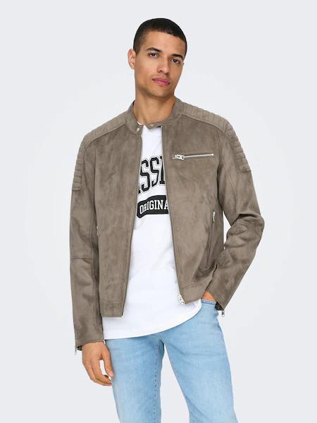 Bild von ONLY & SONS Lederimitatjacke »ONSGUS FAUX SUEDE RACER JACKET OTW NOOS«, ohne Kapuze