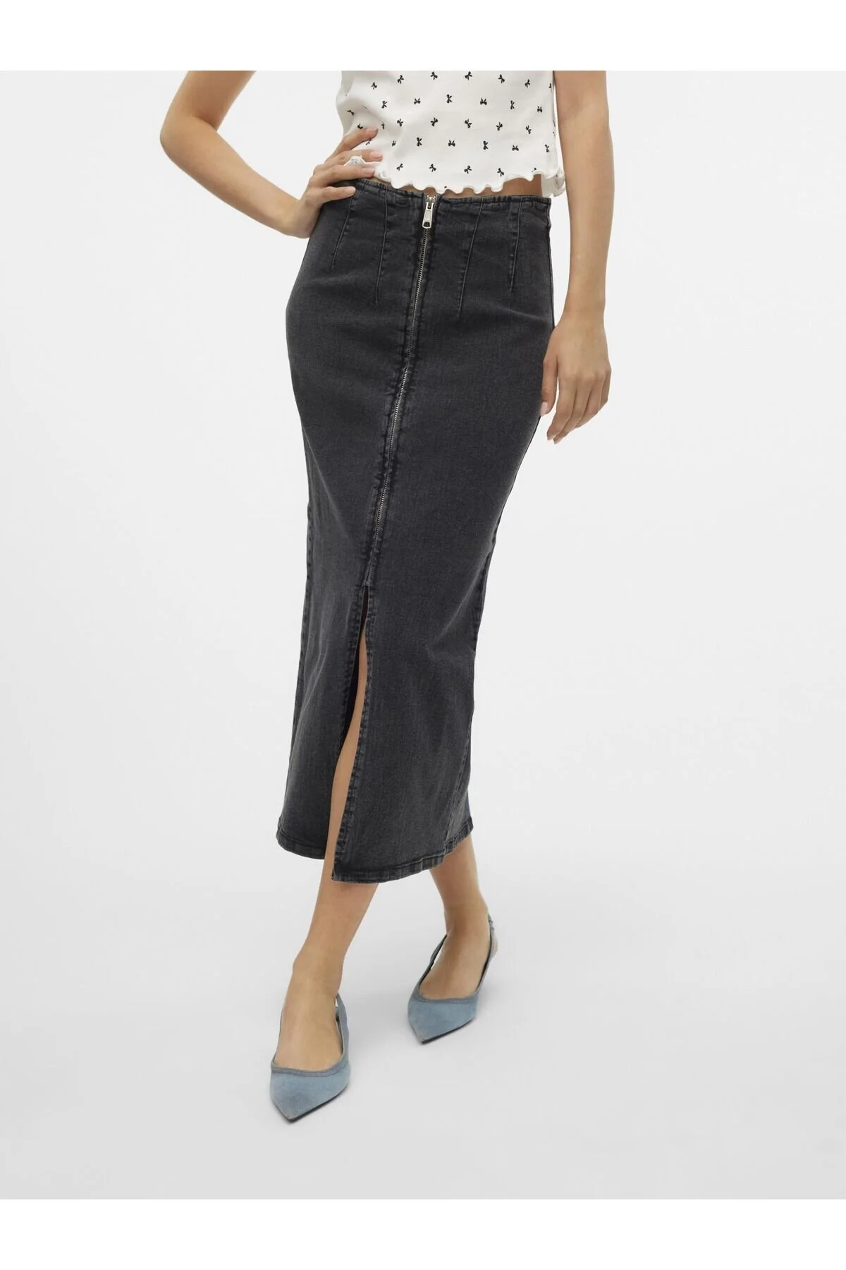 Bild von Vero Moda Jeansrock Vmmonic Hohe Taille Midirock für Damen - XS