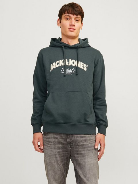 Bild von JACK & JONES Herren Hoodie Kapuzenpullover JORBRONX Arch Big Sweat Hood LN, Farbe:Grün, Artikel:-Forest River, Größe:XL