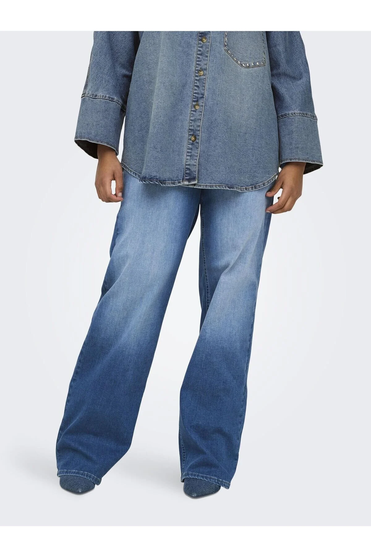 Bild von Only Carmakoma Jeans Mit Weitem Bein Carwilly Hohe Taille Weiter Beinschnitt Jeans für Damen - 52/32