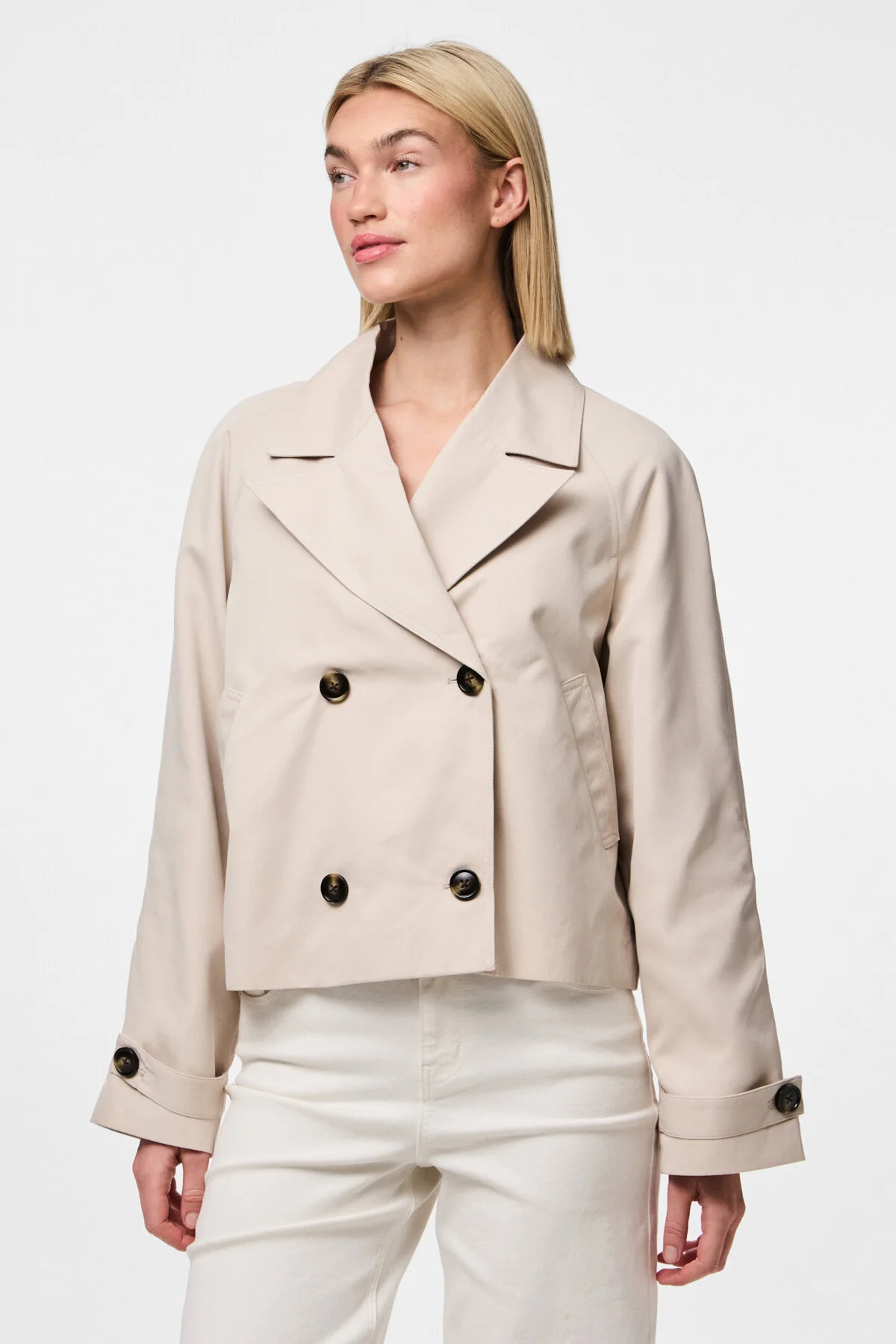 Bild von PIECES Silberner Grauer Trenchcoat Und Mädchen für Damen - XS