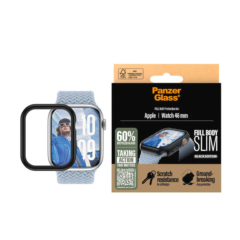 Bild von CARE by PanzerGlass Displayschutzglas »Slim Full Body Protection«, für Apple Watch 10 46mm, Schutzhülle, Schutzfolie, Bildschirmschutz, kratz- & stoßfest
