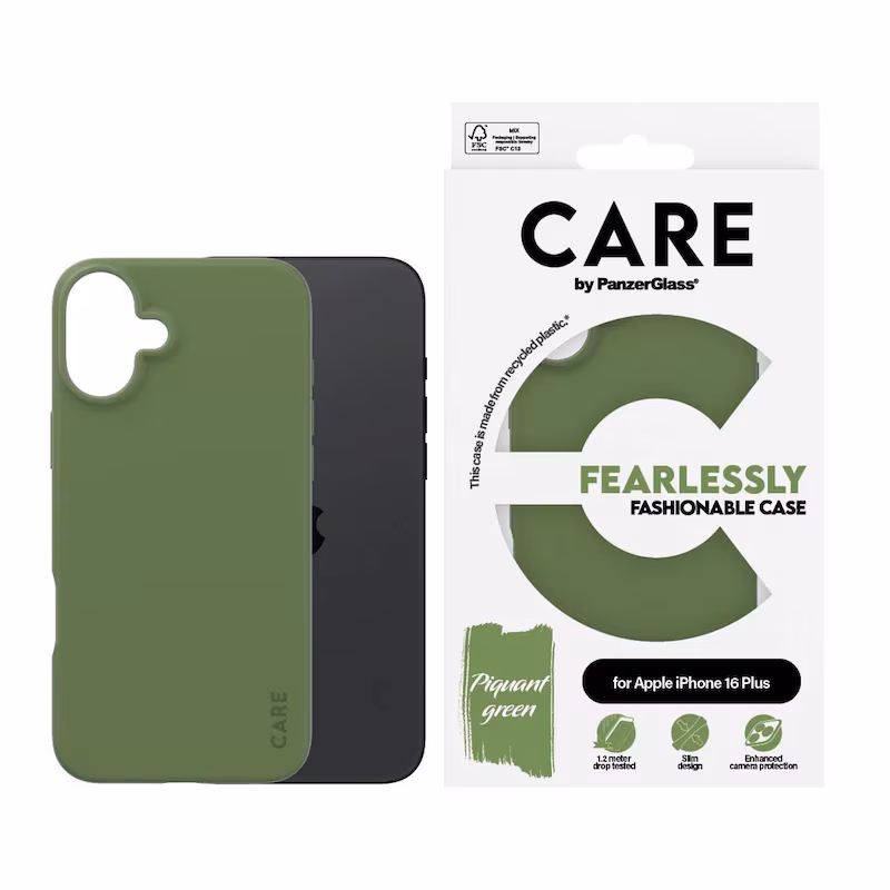 Bild von PanzerGlass Handytasche CARE by PanzerGlass® Case Grün für iPhone 16 Plus. (Modisches Design in Grün)