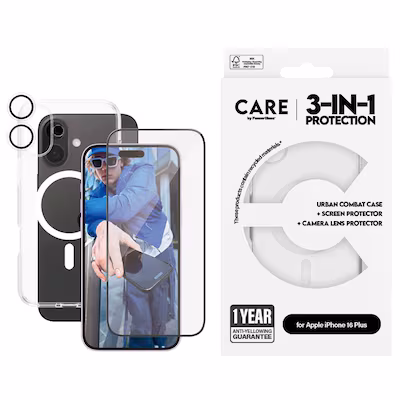 Bild von CARE by PanzerGlass Handyhülle »Flagship 3-in-1 für Apple iPhone 16 Plus«, Backcover, Schutzhülle, Handyschutzhülle, Case, Schutzcase, stoßfest