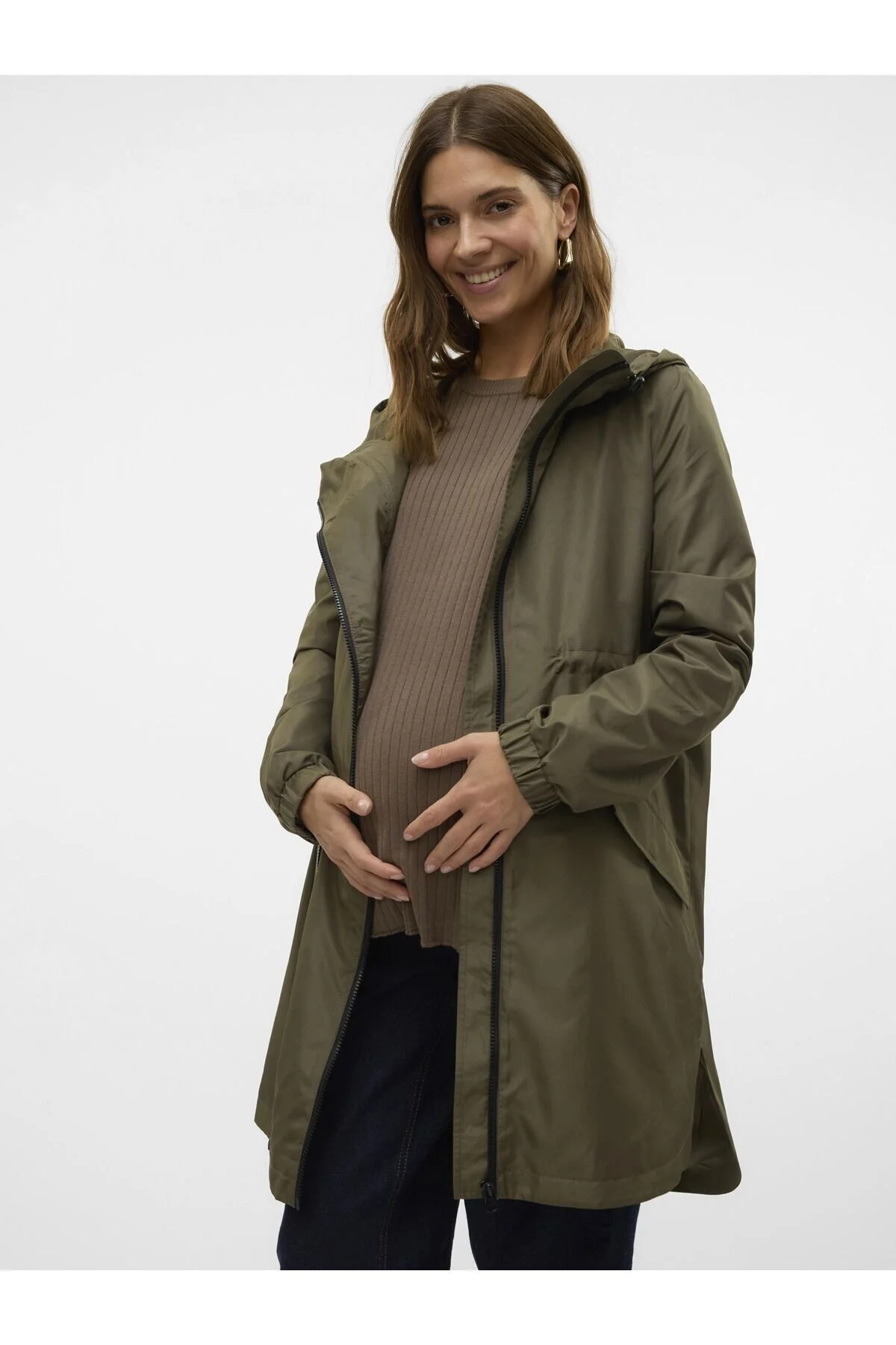 Bild von Mama Licious Jacke Stehkragen Elastischer Bündchen Mantel für Damen - S