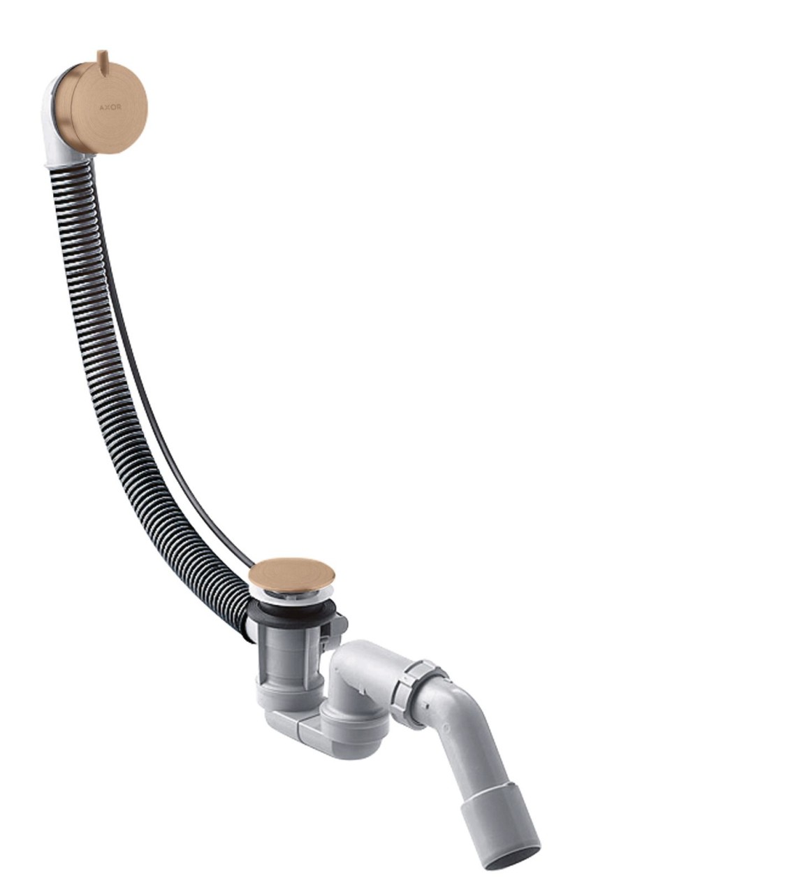 Bild von Hansgrohe Axor Flexaplus S 1 x Komplettset: Ablauf- und Überlaufgarniturbesteht aus: Grundkörper, Fertigsetpassend für NormalwannenPE-Verschraubung G 1½ x 40 / 50 mmflexibler ÜberschlauchBowdenzuglänge: 520 mmGeruchsverschluss- Stauwasserhöhe beträgt 50 mmSicherheit geprüft und Fertigung überwacht durch TÜV SÜD Product Service GmbHTÜV_B 18 01 14237 103