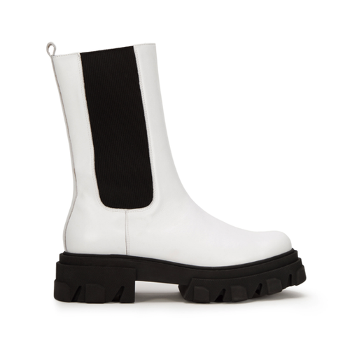 Bild von Wittchen Damen-Chelsea-Boots aus Leder mit dicker Sohle in Weiß