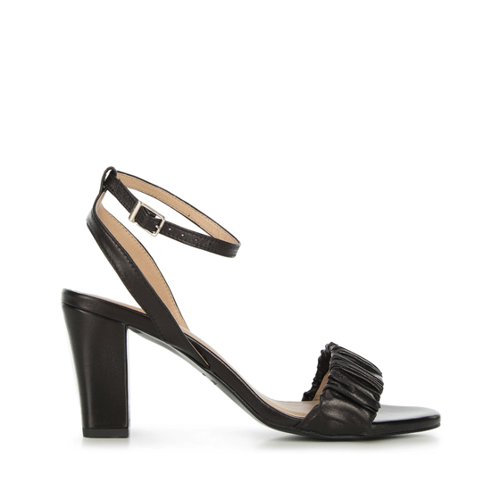Bild von Elegante Wittchen Schwarze Sandaletten aus Gerafftem Leder mit Absatz