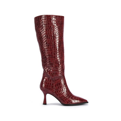 Bild von Elegante Stiletto-Stiefel aus Lackleder in Kroko-Optik