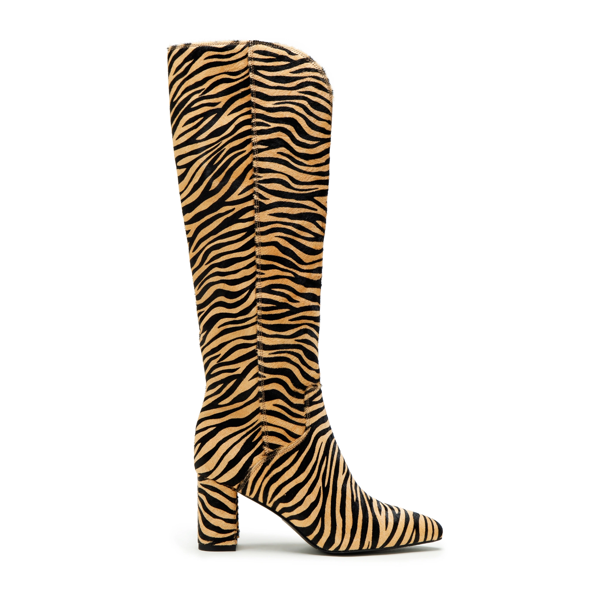 Bild von Wittchen Schwarz-Braune Damenstiefel Aus Leder Mit Tiermuster Schwarz-Braun Obuwie Rosshaar-Leder