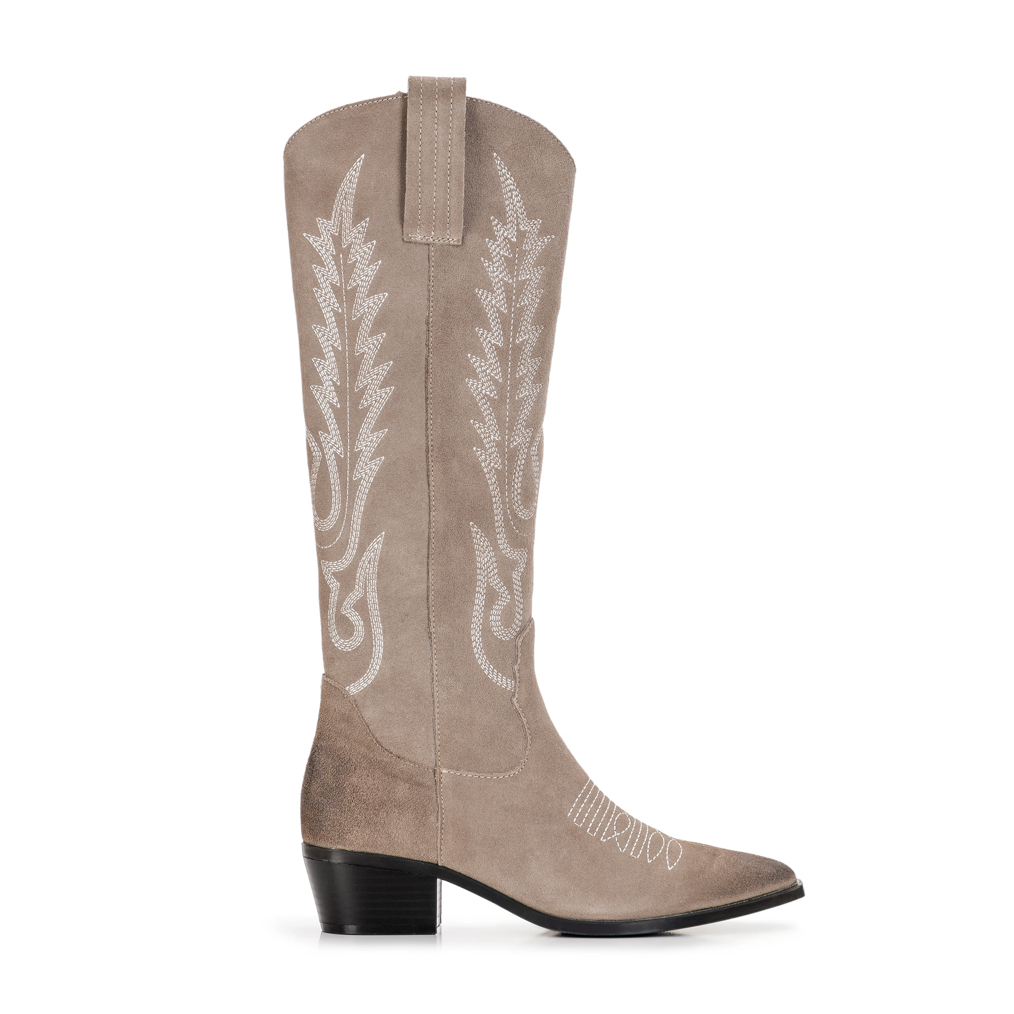 Bild von Wittchen Beige Hohe Cowboystiefel Für Damen Aus Wildleder Mit Stickerei Beige Obuwie Wildleder