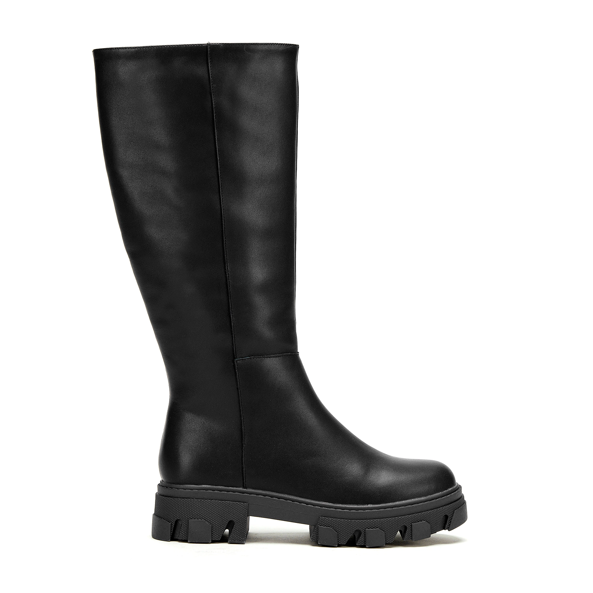 Bild von Wittchen Schwarze Lederstiefel Für Damen Auf Dicker Sohle Mit Reißverschluss Schwarz Obuwie Naturleder