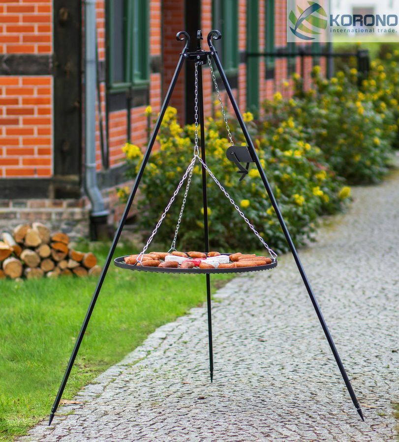 Bild von Dreibein Schwenkgrill Gartengrill Holzkohlegrill mit Kurbel Rost 50 - Stahl