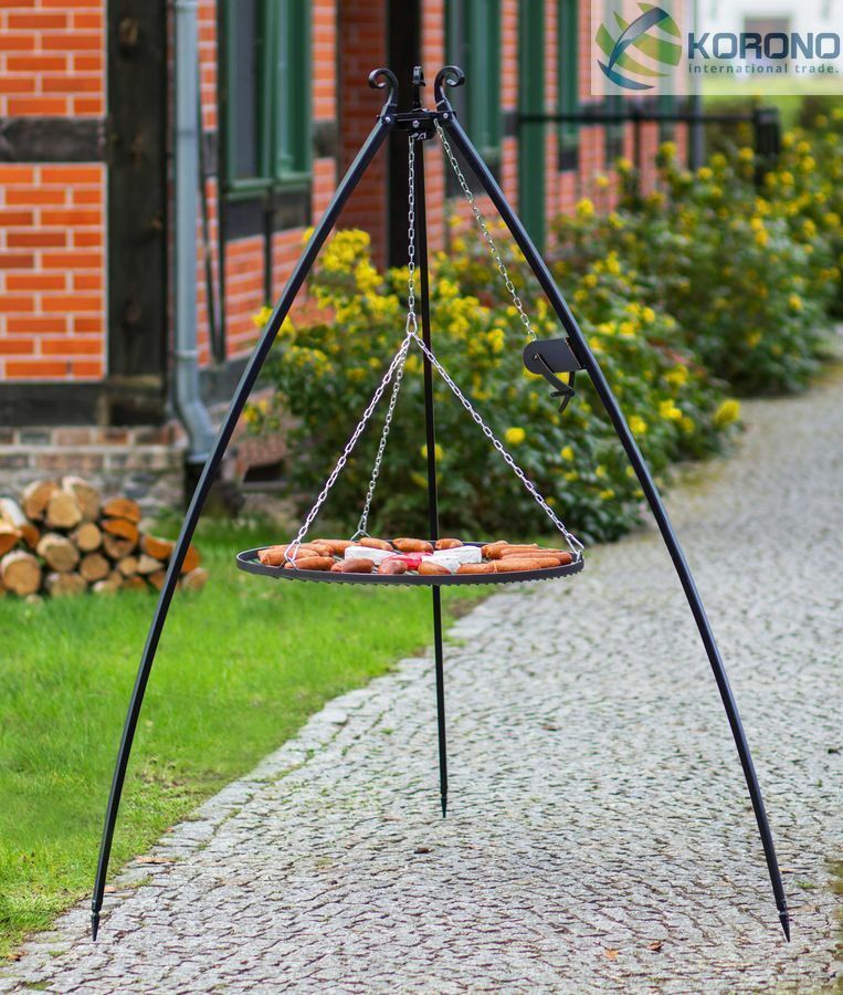Bild von Dreibein Schwenkgrill Gartengrill Holzkohlegrill m. Kurbel Rost 60 Edelstahl