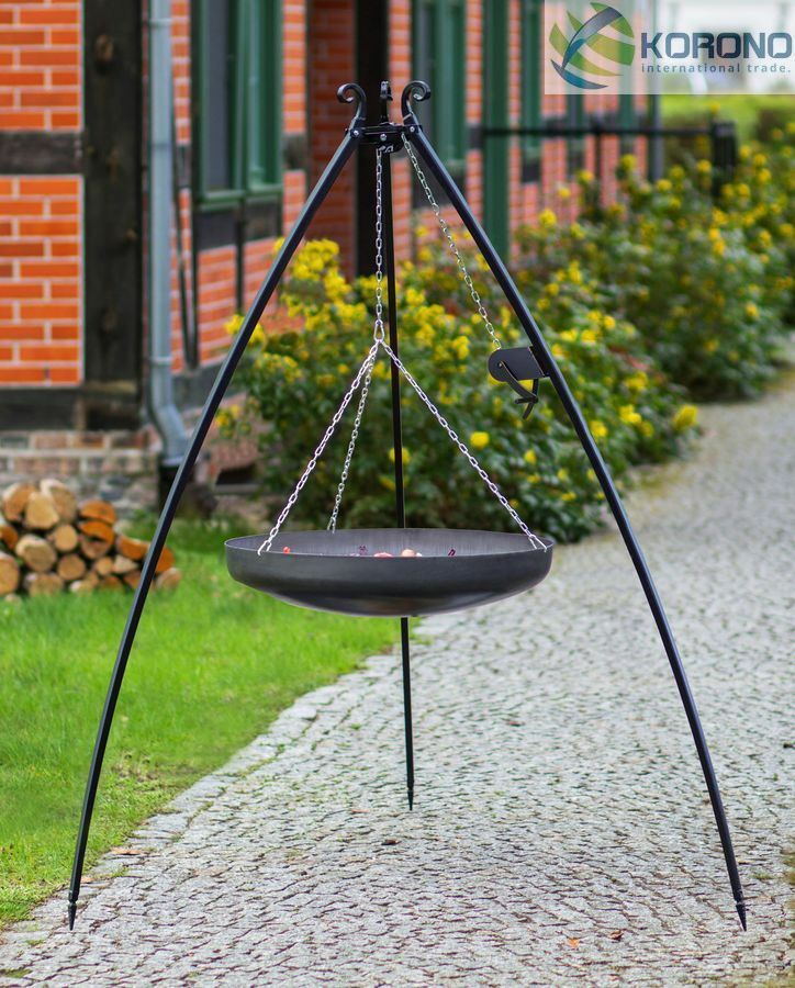 Bild von Dreibein Schwenkwok Gartengrill Schwenkgrill mit Kurbel - Wokgrill 60 cm