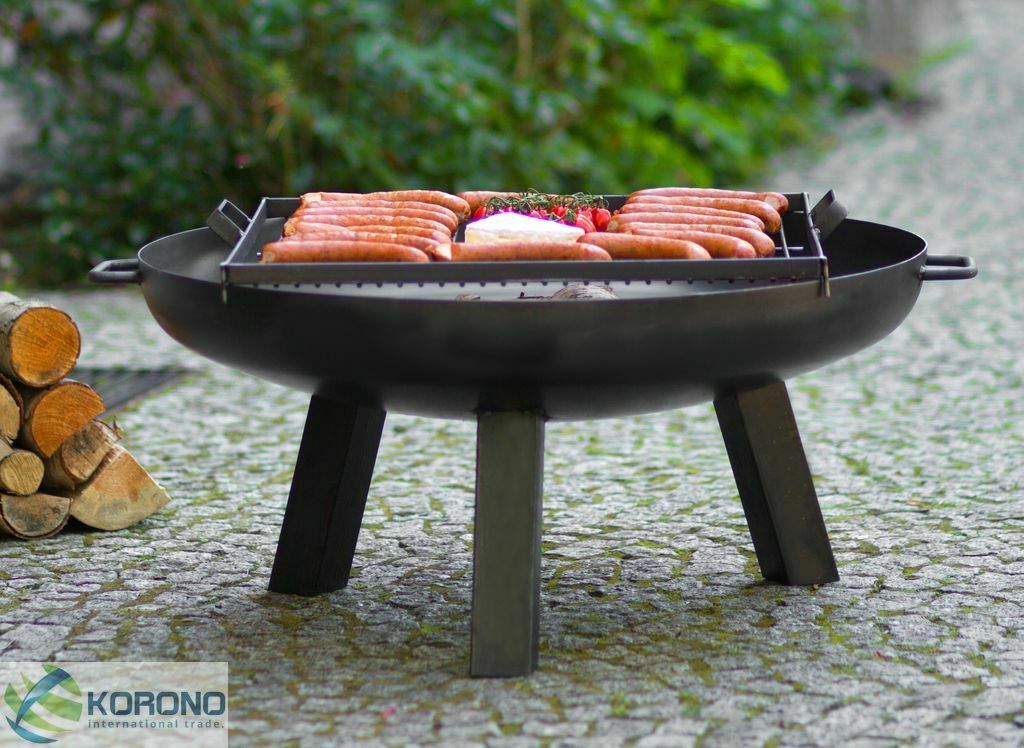 Bild von Feuerschale und Grillrost aus Stahl - Feuerkorb Grillfeuer Feuerstelle - Ø 70 cm