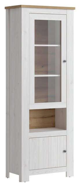 Bild von Home4You Vitrine - Sibiu Lärche Dekor - Coast Evoke Eiche Dekor - B 75 cm - 2 Türen - 1 offene Ablagefläche