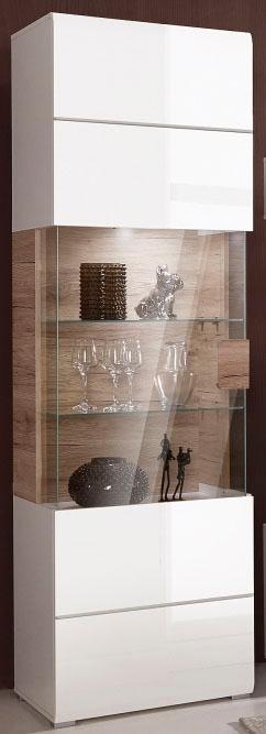 Bild von INOSIGN Vitrine "Toledo,Höhe 204 cm trendige Glasvitrine mit dekorative Fräsungen", Standvitrine ohne Beleuchtung, viel Stauraum, hochglanz Front MDF
