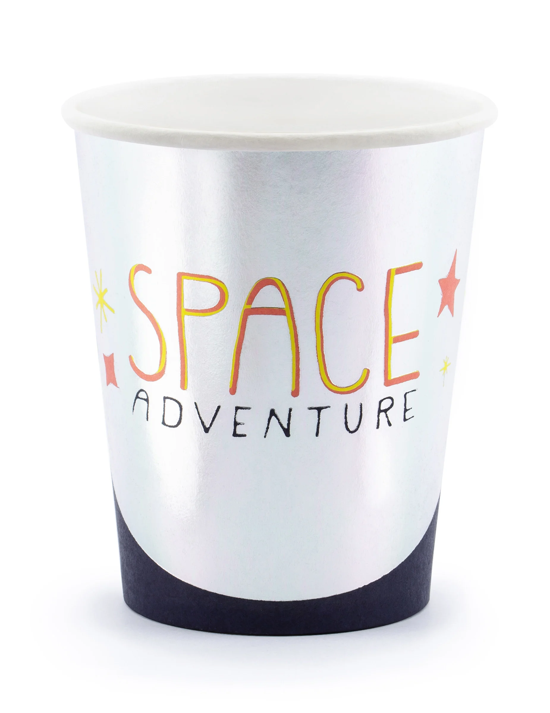 Bild von Space Adventure Pappbecher 6 Stück silber-schwarz-orange 200 ml
