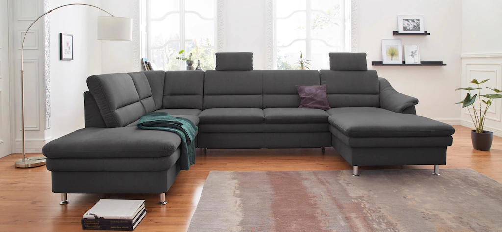 Bild von sit&more Wohnlandschaft "Cardoso U-Form", mit Federkern und Kopfstützen, mit Bettfunktion und Relaxfunktion