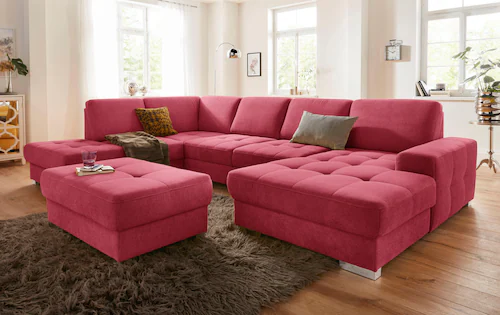 Bild von sit&more Wohnlandschaft "Santorini U-Form", mit Federkern und Sitztiefenverstellung, wahlweise mit Bettfunktion