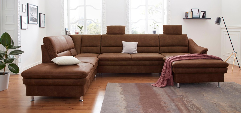 Bild von sit&more Wohnlandschaft "Cardoso U-Form", mit Federkern und Kopfstützen, mit Bettfunktion und Relaxfunktion