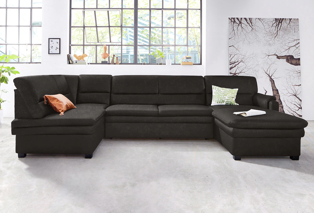 Bild von sit&more Wohnlandschaft "Pisa U-Form", mit Federkern, wahlweise mit Bettfunktion