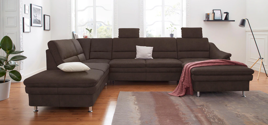 Bild von sit&more Wohnlandschaft "Cardoso U-Form", mit Federkern und Kopfstützen, mit Bettfunktion und Relaxfunktion