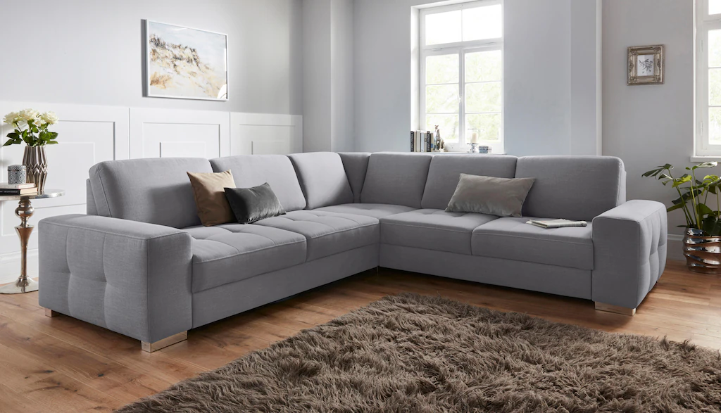 Bild von sit&more Ecksofa "Santorini L-Form", mit Federkern und Sitztiefenverstellung, wahlweise mit Bettfunktion