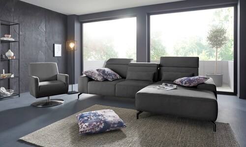 Bild von sit&more Ecksofa "Gizeh L-Form", Fußhöhe 15 cm, inklusive Sitztiefenverstellung und Kopfteilverstellung