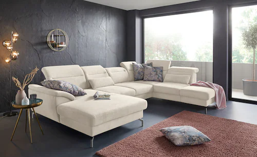 Bild von sit&more Wohnlandschaft "Percy U-Form", 15 cm Fußhöhe, Sitztiefenverstellung, wahlweise in 2 Fußfarben