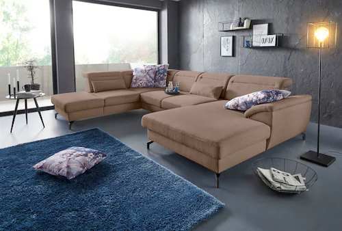 Bild von sit&more Wohnlandschaft "Percy U-Form", 12 cm Fußhöhe, Sitztiefenverstellung, wahlweise in 2 Fußfarben