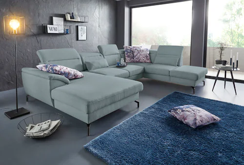 Bild von sit&more Wohnlandschaft "Percy U-Form", 15 cm Fußhöhe, Sitztiefenverstellung, wahlweise in 2 Fußfarben
