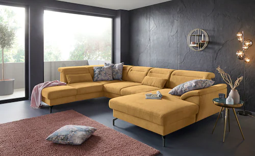 Bild von sit&more Wohnlandschaft "Percy U-Form", 15 cm Fußhöhe, Sitztiefenverstellung, wahlweise in 2 Fußfarben