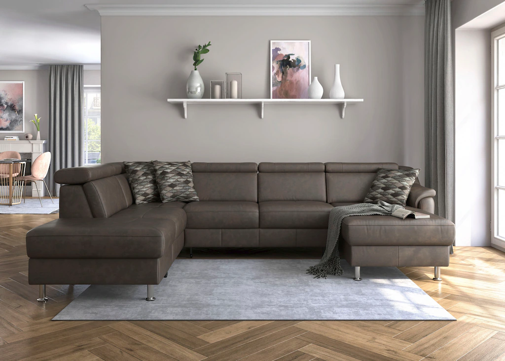 Bild von sit&more Wohnlandschaft "Freetown U-Form", Kopfteilverstellung und Federkern, wahlweise mit Bettfunktion