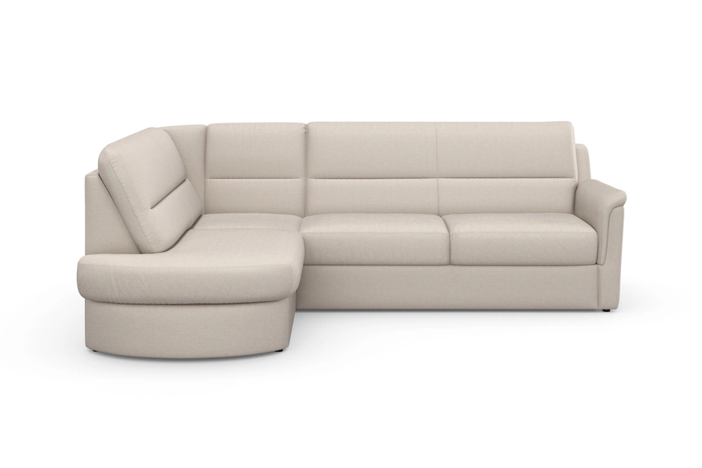 Bild von Cavadore Ecksofa Paris mit Federkern / Kleines L-Sofa mit Ottomane / 243 x 87 x 155 / Hellgrau